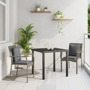 VidaXL 3-piece garden dining set with cushions, grey polyrattan – 3 items