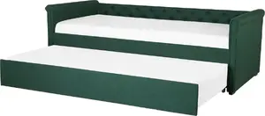 Выдвижная мягкая кровать Beliani LIBOURNE 90 x 200 см зелёная