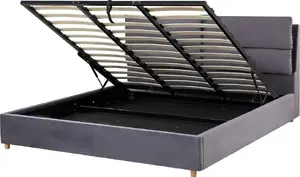 Кровать с ящиком Beliani BATILLY 180 x 200 см серый велюр