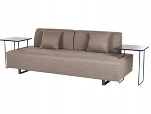 Sofa for 3 persons Beliani SOKNA light brown with side tables