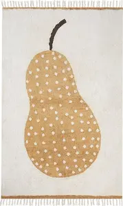 Bērnu kokvilnas paklājs Beliani 140 x 200 cm ar bumbiera motīvu, krēmkrāsains