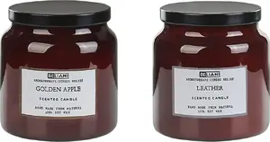 Scented Soy Candles Beliani set of 2 — Golden Apple & Leather fragrance