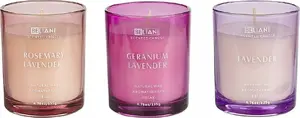 Scented Soy Candle Set Beliani — 3 candles: Lavender, Rosemary with Lavender, Geranium with Lavender