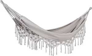 Hammock chair Beliani ROCCA light gray cotton — indoor/outdoor suspension seat