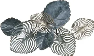 Sienas dekorācija Beliani MAGNESIUM — zelta‑zilas lapu kompozīcija, dekoratīvs panelis