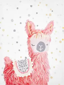 Canvas print Beliani AFASSA 60 x 80 cm — pink and white llama wall art