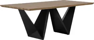 Dining table Shumee 200 x 100 cm dark wood top with black SINTRA frame