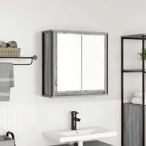 Vannas istabas sienas skapītis ar spoguli VidaXL 60x21x60 cm, Sonomas pelēkais ozols