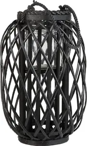 Wooden Lantern Beliani MAURITIUS 40 cm, black