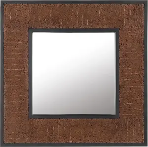 Wall Mirror Beliani BOISE 60 x 60 cm dark wood frame