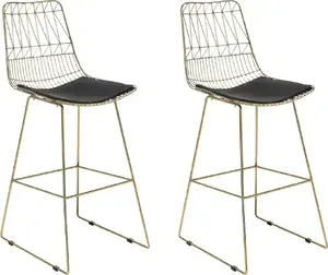 Bar stools set Beliani PRESTON — 2-piece metal gold bar chairs