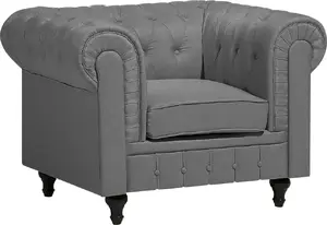 Krēsls Beliani CHESTERFIELD liels gaiši pelēks