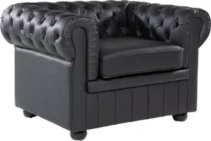 Кожаное кресло Beliani CHESTERFIELD — чёрное, модель 3470