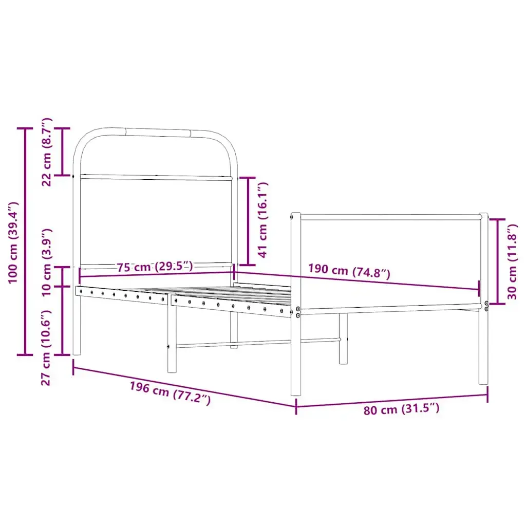 Каркас кровати VidaXL 4100383 дуб 85x2,07x1,00 м Photo 9