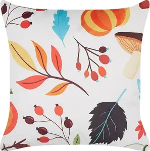 Decorative cushion Beliani VISCARIA 45 x 45 cm, velour fabric, autumn motif, off-white