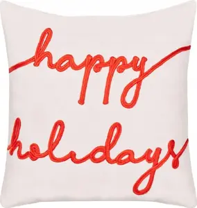 Decorative Christmas Velvet Cushion Beliani EXACUM 45 x 45 cm white
