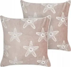 Decorative velvet cushions Beliani 45 x 45 cm, set of 2, starfish pattern, pink