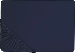 Простыня на резинке хлопковая Shumee 180 x 200 см тёмно-синяя