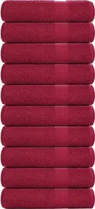 Towel set VidaXL 10-piece hand towels Bordeaux 50x100 cm 100% cotton