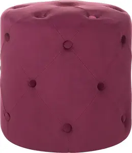Pouf ottoman Beliani COROLLA, 40 cm diameter, burgundy velvet upholstery