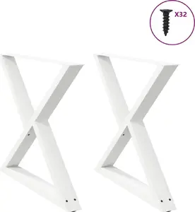 Ēdamgalda kājas VidaXL 2 gab. baltas tērauda regulējama augstuma 90x(72–73,3) cm