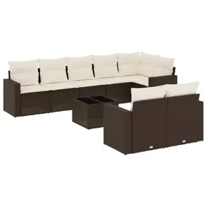Скамья уличная VidaXL 3251570 из ротанга с закалённым стеклом, кремовая, 55×55×37 см, нагрузка до 110 кг