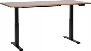 Rakstāmgalds Beliani Destin III brūni-melnā, 160 x 72 cm — darba galds ar plauktu