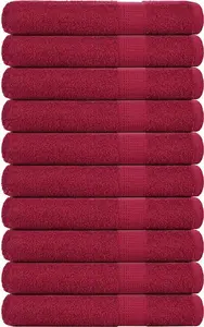 Towels for sauna VidaXL set of 10, burgundy, 80 x 200 cm, 100% cotton