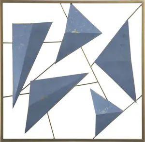 Wall decoration Beliani Zinc blue-gold — decorative wall art, metal finish, accent piece