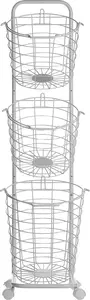 Laundry trolley Beliani with 3 metal baskets on wheels, white
