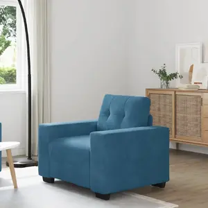 Dīvāna atzveltnes krēsls VidaXL modelis 4105107, zils samts, sēdekļa platums 59 cm