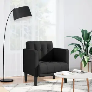 Dīvāna krēsls VidaXL 53 cm melna audums ar atzveltni un atzveltņiem