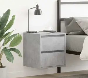 Wall-mounted bedside cabinets set of 2 VidaXL 38×34×40 cm, concrete grey