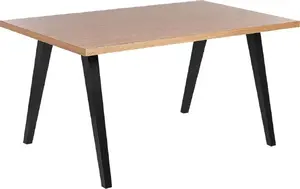 Dining table Beliani LENISTER 150 x 90 cm light wood top with black legs