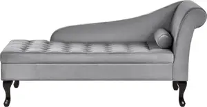 Chaise lounge Beliani PESSAC right‑side with storage, light gray velour