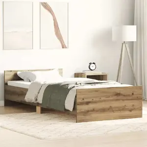 Gultas rāmis VidaXL Artisan Oak 90x190 cm no līmētas koksnes (bez matracīša)