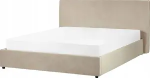 Кровать с ящиком Beliani LAVAUR 160 x 200 см велюр бежево-серая