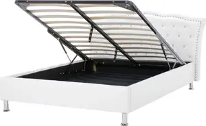 Кровать с ящиком Beliani METZ 140 x 200 см белая - каркас 140x200 с местом для хранения