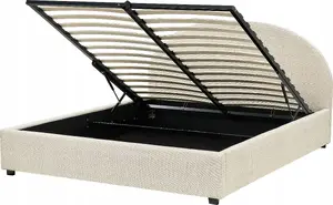Кровать с ящиком Beliani VAUCLUSE 160 x 200 см обитая бежевого цвета
