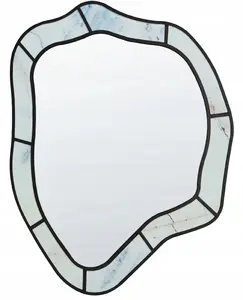 Wall Mirror Beliani LIVERDUN 64×86 cm Blue framed mirror