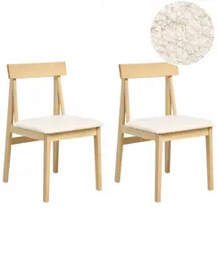 Dining chair set Beliani ISLE — 2 chairs, light brown wood frame with beige upholstery