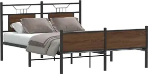 Каркас кровати VidaXL 140x200 см, цвет коричневый дуб, без матраса