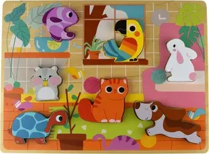 Деревянная пазл-лабиринт «Дом с животными» Tooky Toy TH635 — развивающая игра-головоломка для детей
