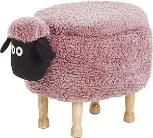 Пуф Beliani Pufa SHEEP со скрытым отсеком, розовый — декоративный пуфик-животное