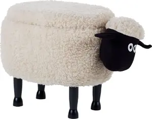 Пуф с ящиком Beliani SHEEP — Бежевая пуф-игрушка с местом для хранения, модель 375763 Bel