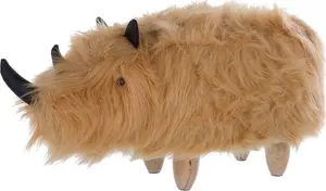 Пуф-оттоман Beliani WOOLLY - бежевый из искусственного меха, мягкое круглое сиденье