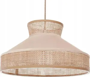 Pakaramā lampa Beliani rotangpalmas ar bēša abažūru