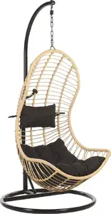 Hanging Chair with Stand Beliani PINETO – rattan, beige