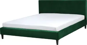 Кровать Beliani FITOU 160 x 200 см велюровая зелёная