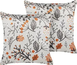 Decorative velour cushions Beliani MONTBRETIA 45 x 45 cm, set of 2, off-white